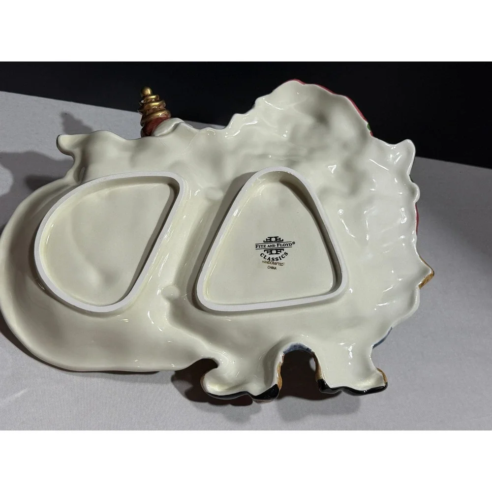 Fitz and Floyd Classics Santa Claus Ceramic Candy Dish Tray Handcrafted Holiday